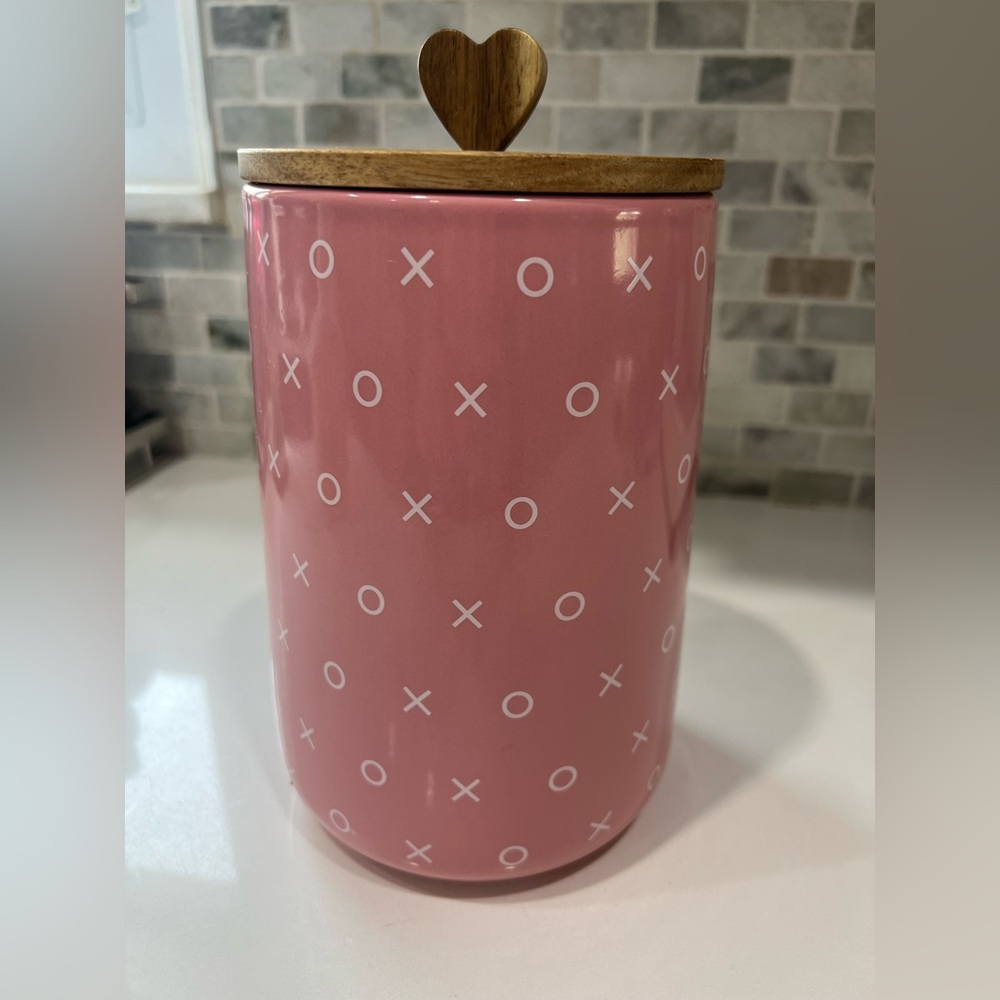 Pink Heart XOXO Stoneware Treats Jar